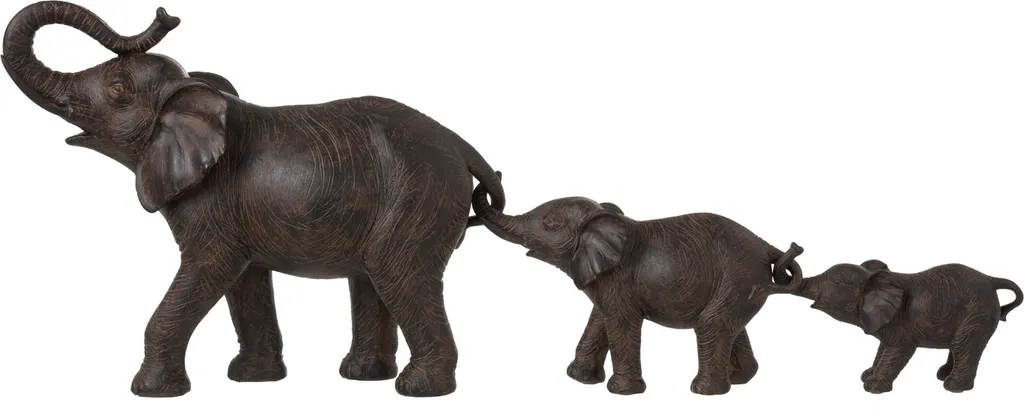 Objets déco éléphant J-Line marron pour rompre le vide, 3 pièces