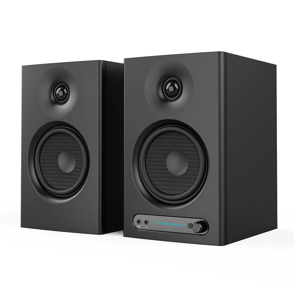 Studio Monitore 4" Woofer Bluetooth,HiFi Lautsprecher mit TRS, HDMI Standlautsprecher, AUX, Bändchenhochtöner, Holzgehäuse