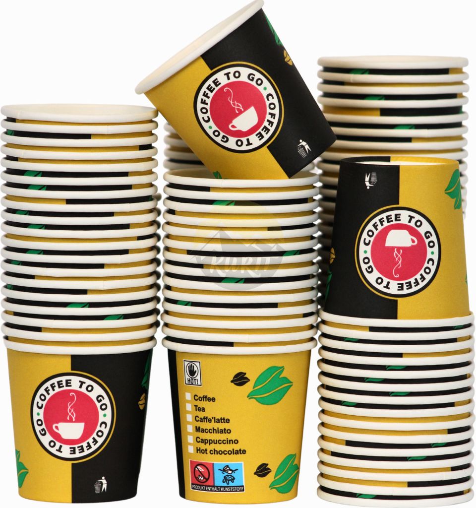 KURTT - Espressobecher to go - 4oz/120ml - 200 Stück - Kaffeebecher aus Pappe - Trinkbecher - Kaffeebecher - Pappbecher - Einwegbecher - Pappbecher