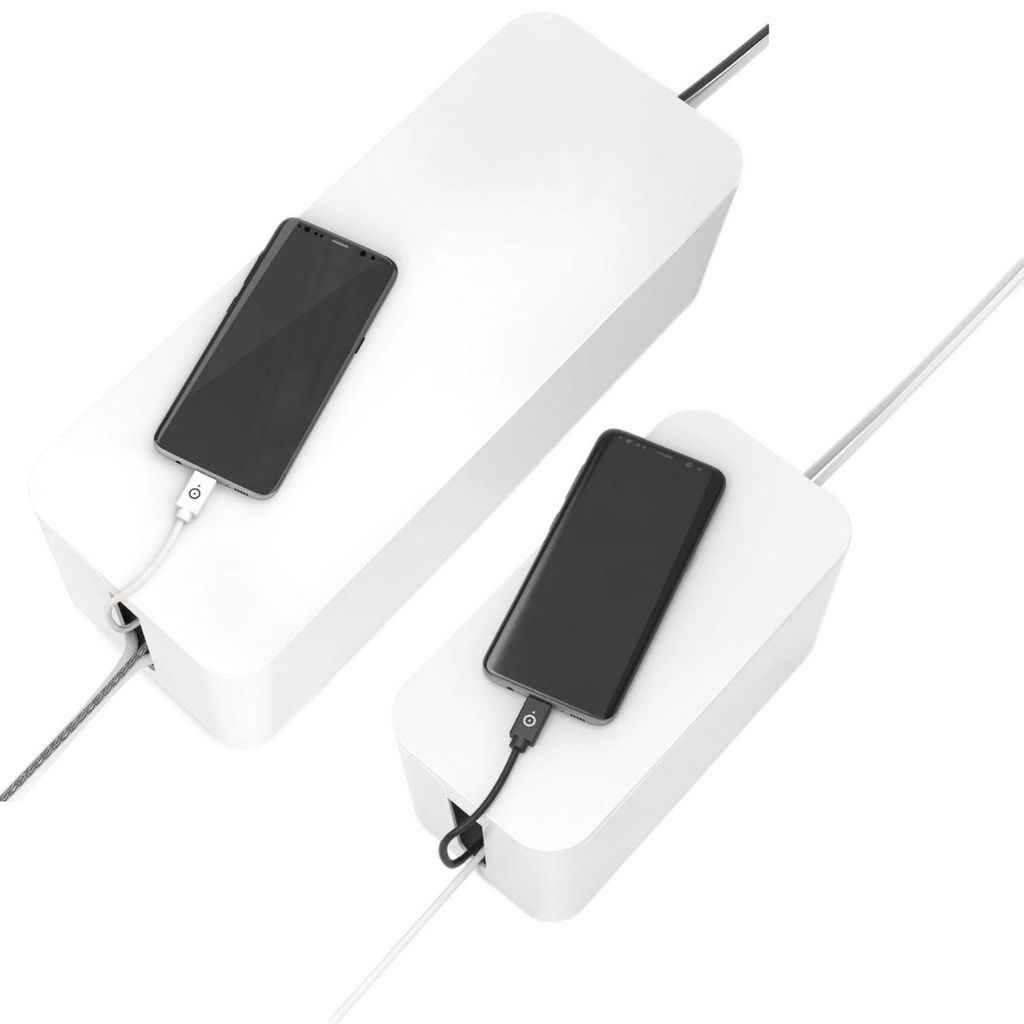 Set Pack 2x Kabelbox Kabelkasten Kabelmanager Ladebox Kabel-Organizer Box TV PC