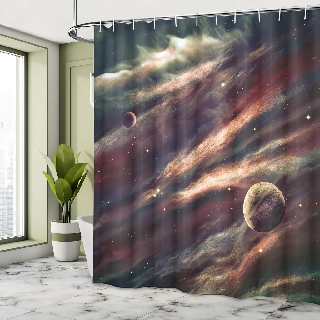 Tenda Vasca da Bagno Lunga 240cm ABAKUHAUS Pianeti e Stelle - 3