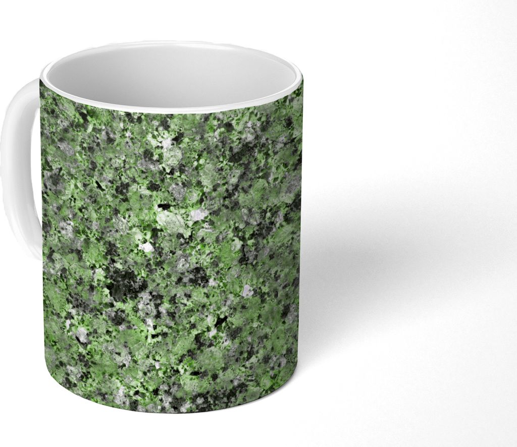 MuchoWow Tasse Kaffeetasse Kaffeebecher 350 ml Granit - Grün - Schwarz - Kristalle Teetasse - Fototasse - Becher - Keramikbecher - Teebecher - K...