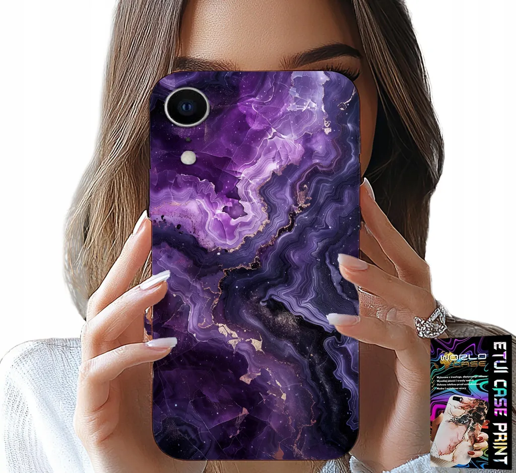 Custodia Per Iphone Xr - Marmo Viola Moda Donna + Vetro