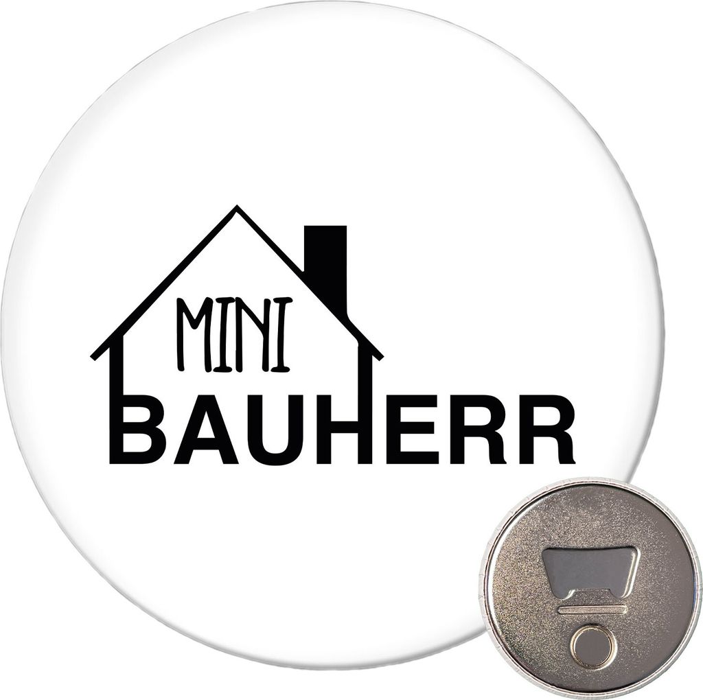 Huuraa Magnet Mini Bauherr 59mm Kühlschrankmagnet rund Flaschenöffner Geschenkidee