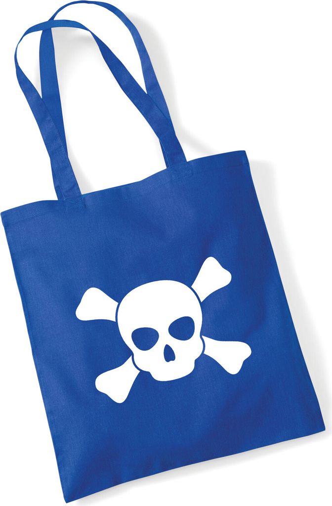 Huuraa Jutebeutel Pirat Totenschädel 10 Liter Bright Royal Baumwolle Tasche Geschenkidee