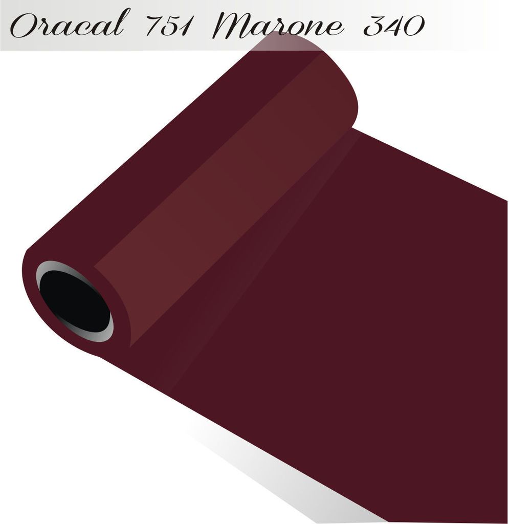 Oracal 751 - Orafol Folie 5m (Laufmeter) freie Farbwahl 118 glänzende Farben - glanz in 4 Größen, 50 cm Folienhöhe marone - 340