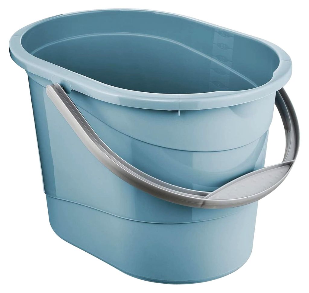 Putzeimer mit ergonomischem Griff, Griffmulde und Ausguss, Oval, 13 l, Thies, Nordic Blue