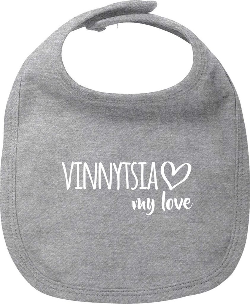 Huuraa Baby Lätzchen Vinnytsia my love Heather Grey Klettverschluss Baumwolle Latz Geschenkidee