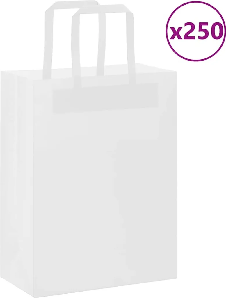 Stock 250 Shopper Carta Bianca 21x11x28 cm - Prezzo Ingrosso Online