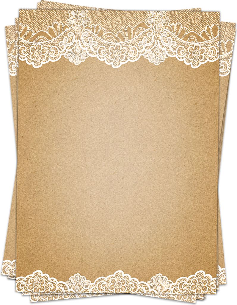 50 Blatt Briefpapier (A4) | Vintage mit Spitze Shabby Chic | Motivpapier | edles Design Papier | beidseitig bedruckt | Bastelpapier | 90 g/m²