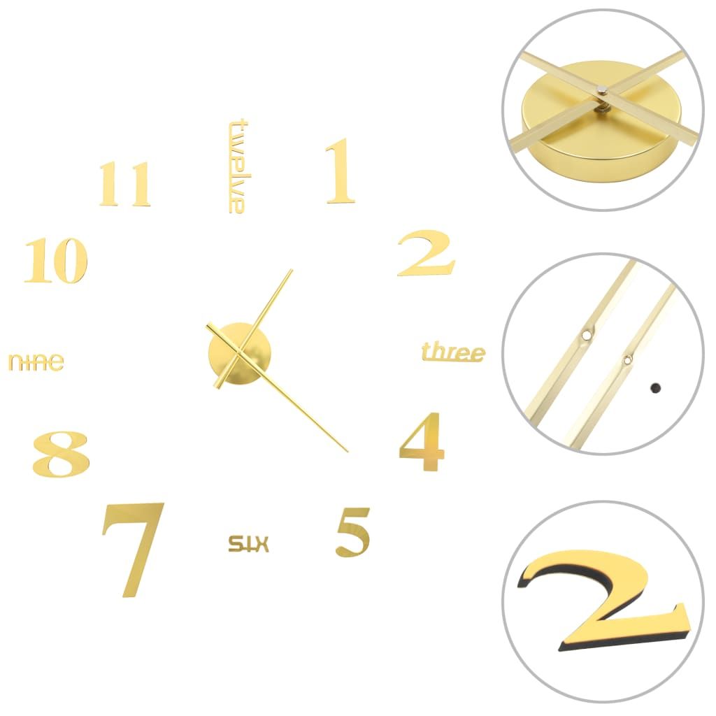 Design Wanduhr gold 100 cm 3D XXXL Uhr Moderne Selbst gestaltbare 