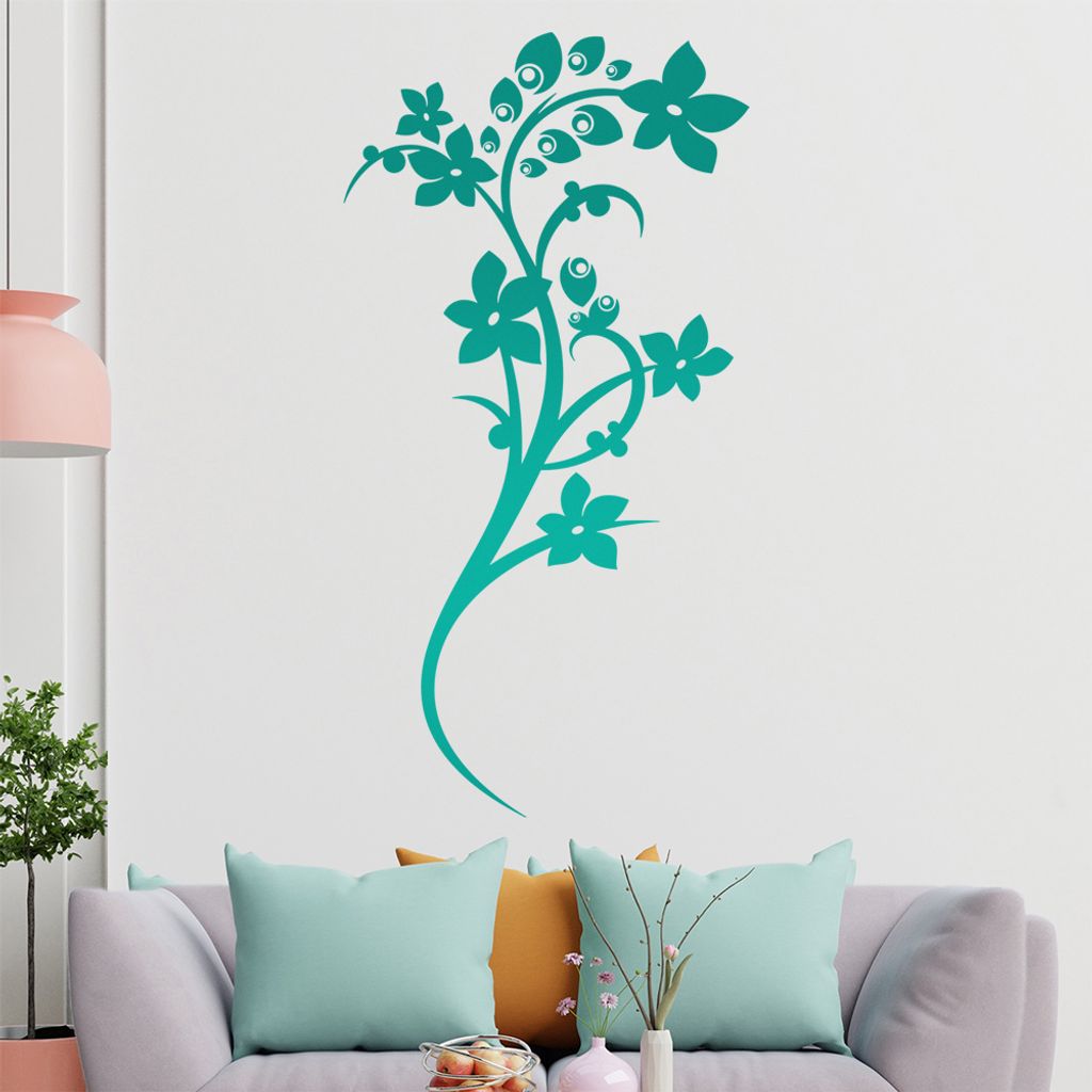 Schöne Blüten Ranke Wandtattoo in 6 Größen - Wandaufkleber Wall Sticker - Dekoration, Küche, Wohnzimmer, Schlafzimmer, Badezimmer