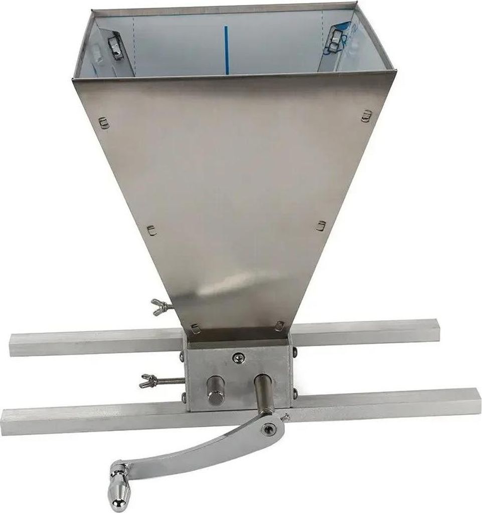 Getreidemühle - Manuelle Malzmühle 4 l - Edelstahl - Verstellbare Walzen - Flockenquetsche für Braugetreide - Silber