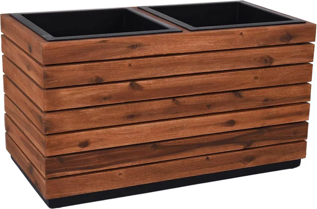 Grande jardinière bois 85cm pour terrasse - VIVANNO acacia MAXI rayé