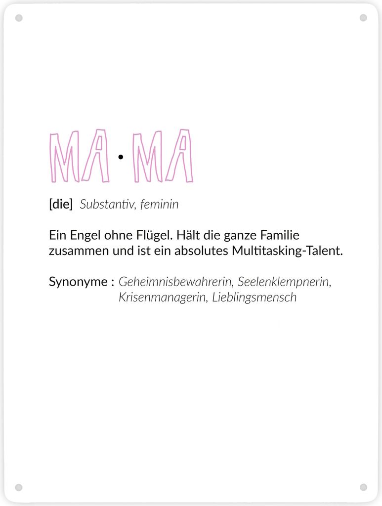 Definition Mama Metallschilder 300x400