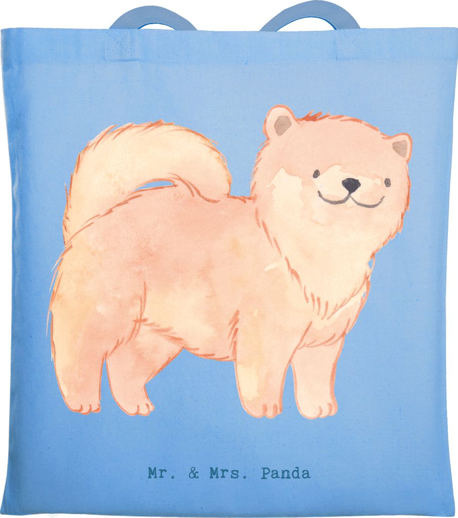 Mr. & Mrs. Panda Tote Bag Chow-Chow Moment - Sky Blue - Geschenk, Beutel, Einkaufstasche, Baumwolltasche, Laptoptasche, Tasche, Asiatischer Spitz