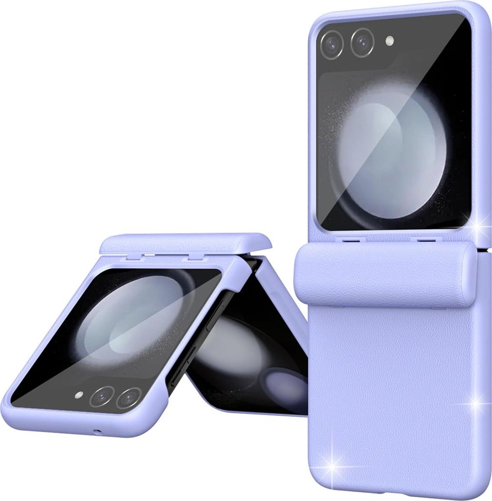 Handyhülle für Samsung Galaxy Z Flip 5 mit Displayschutz Scharnierschutz Kratzfest Stoßfest Hülle Lila