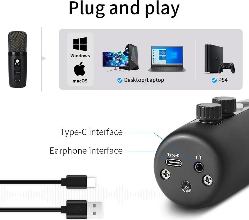 Micro USB Professionnel 192kHz INF avec Puce de Traitement Sonore
