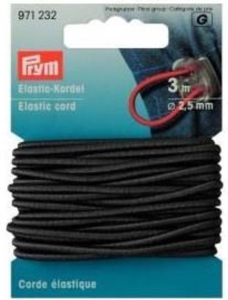 PRYM Elastic-Kordel, Ø 2,5 mm, grau, 3 m