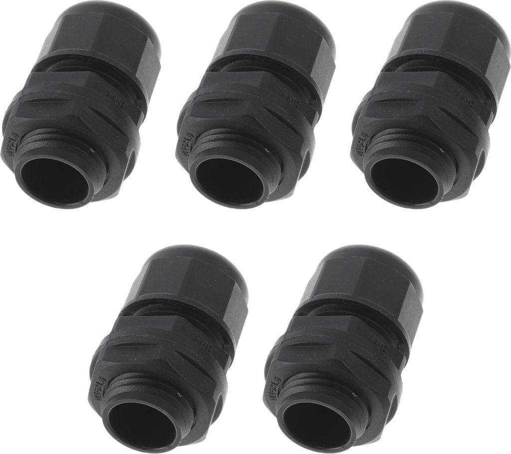 M16x1.5 Kabelverschraubungen 10mm / 0.39" Balg Wasserdichte Anschlussgerade Rohr PA66 Nylon Schwarz 5 Stück
