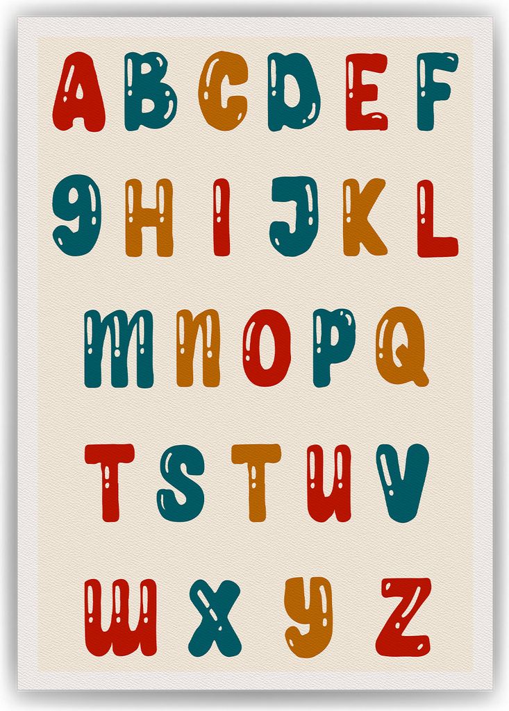 Alphabet Kinderposter ABC Lernposter Kinderzimmer Wandbild Kindergarten Grundschule Lernhilfe für Kinder – DIN A3 (29.7x42cm)
