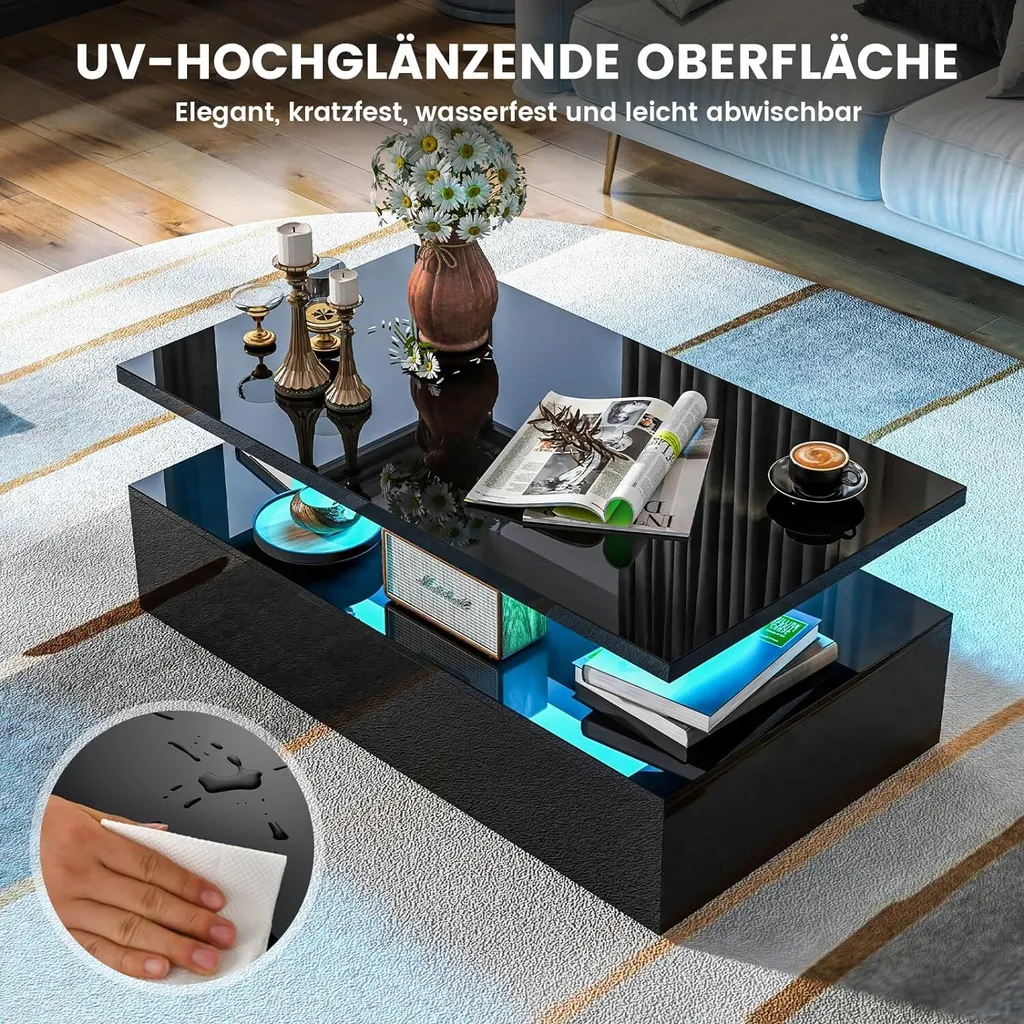 Table Basse Design pour Soirées Cinéma avec LED Multicolores Salon - 5
