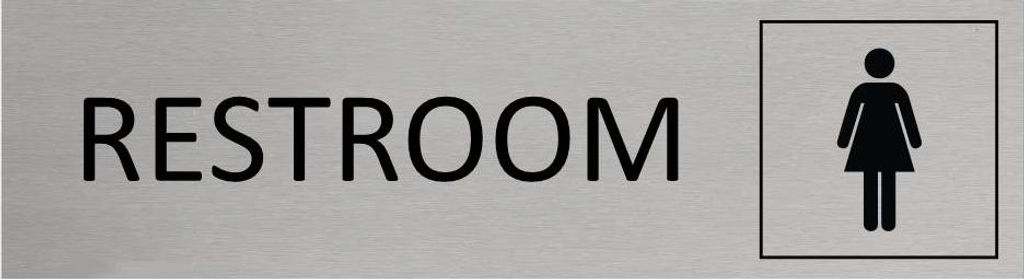 CombiCraft Aluminium Türschild Restroom Women 165x45mm mit 3M-Tape zur Befestigung, einfache Kennzeichnung von Räumen und Bereichen