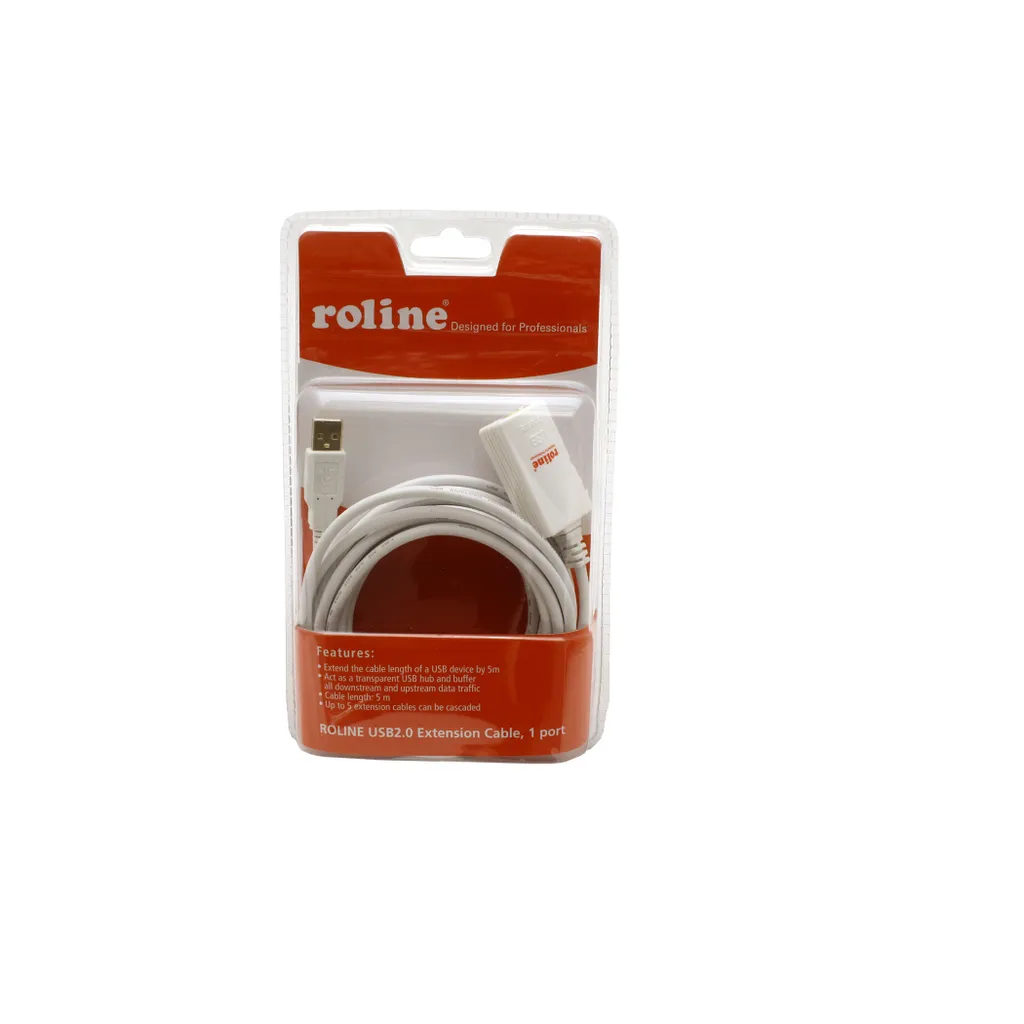 Rallonge USB 2.0 ROLINE 5m blanc - Câble robuste avec blindage intégré - 4