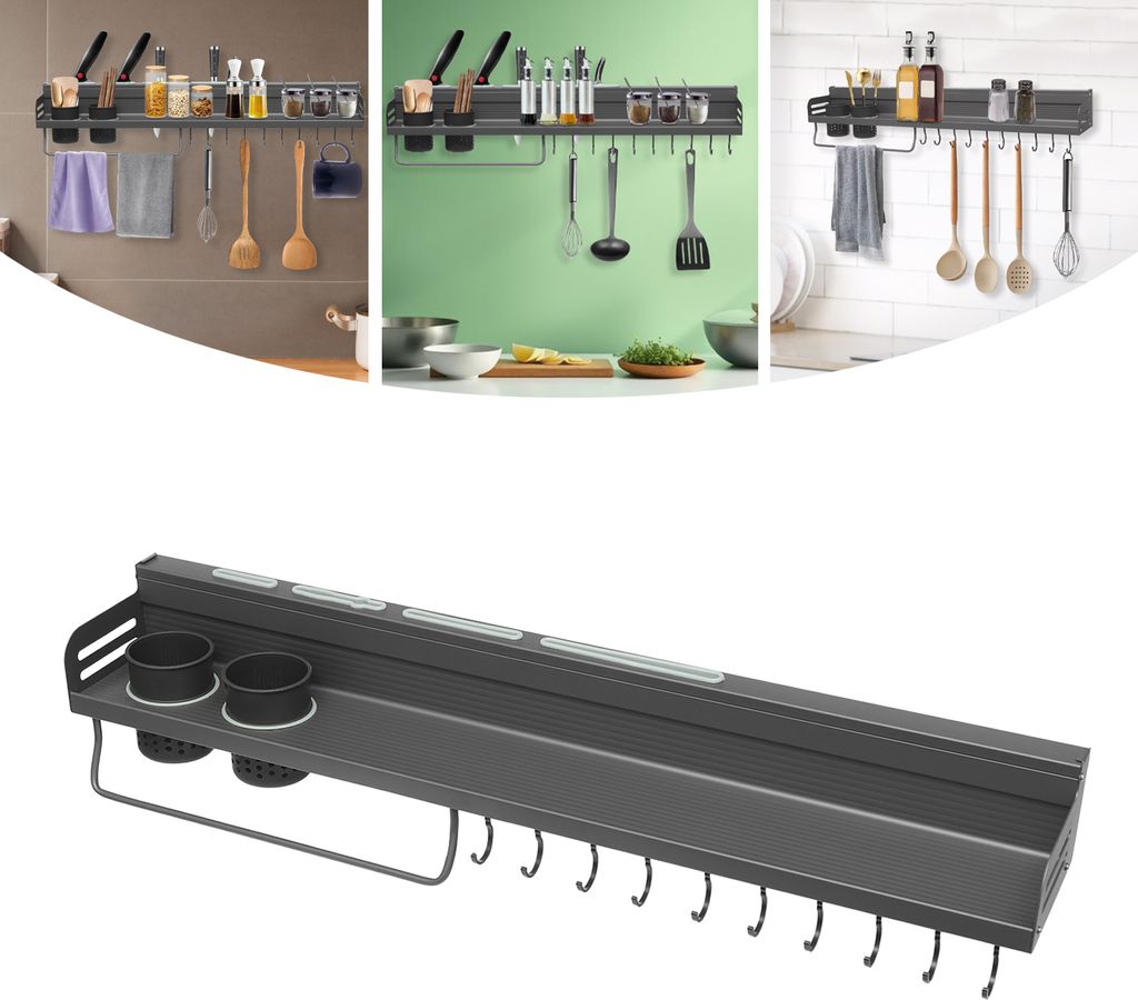 Gewürzregale Hängendes Küchenregal 80*14*9.5cm Küchengewürzregal Grau