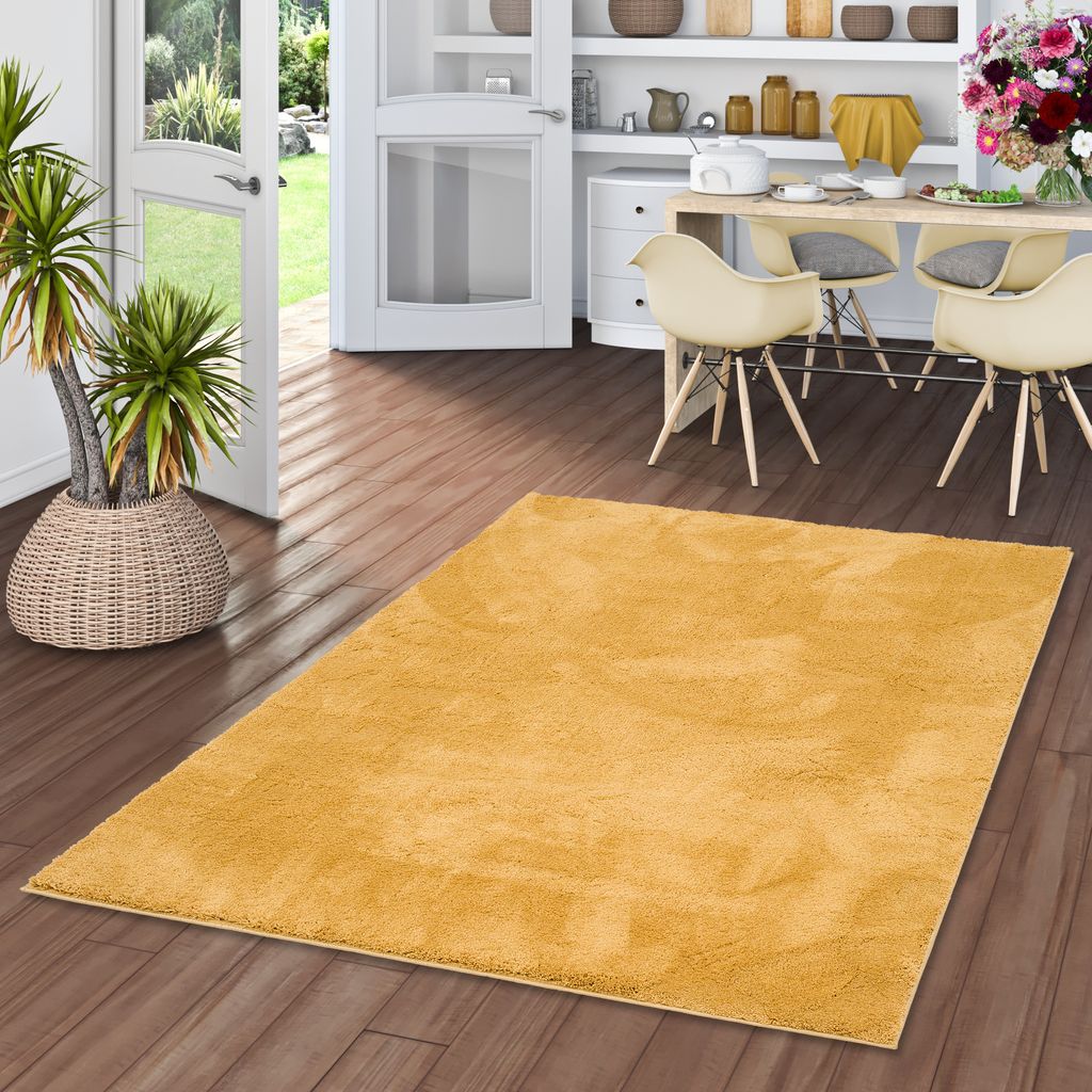 Luxus Super Soft Hochflor Langflor Teppich Silky Curry, Größe:200x290 cm