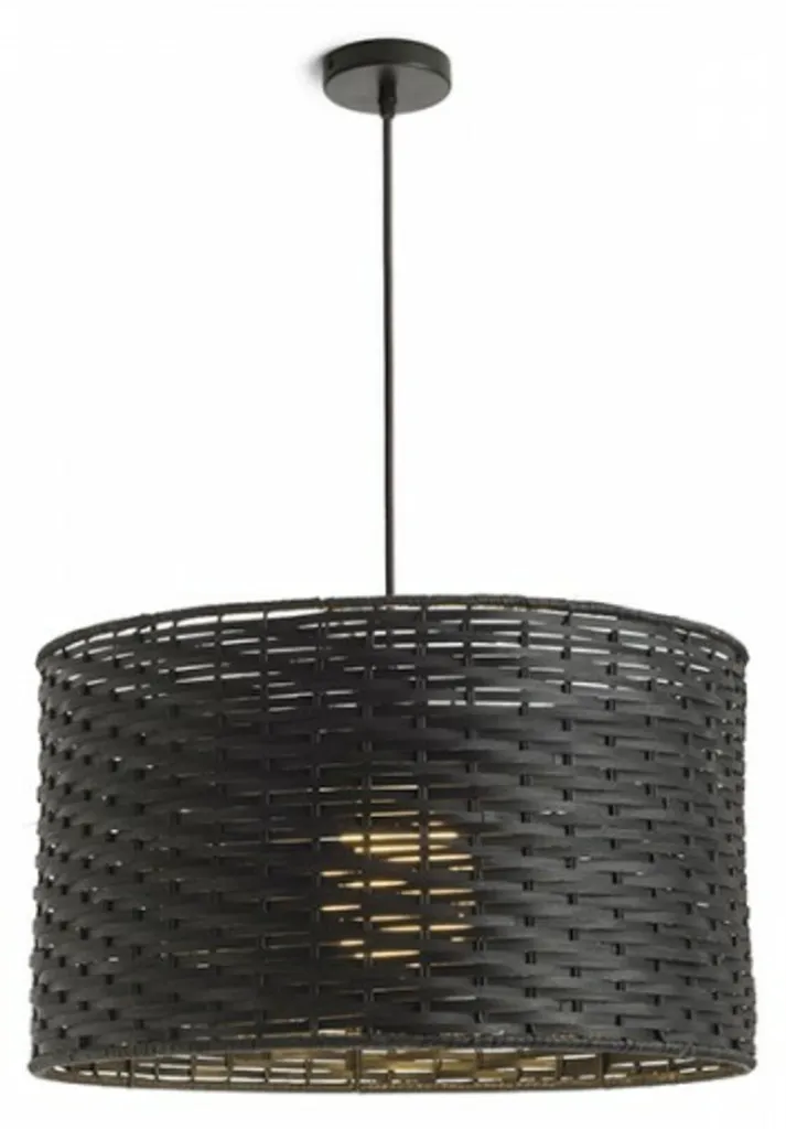 Lampe Suspension Bambou Noir Tressé - Éclairage Salon Bohème FIATLUX