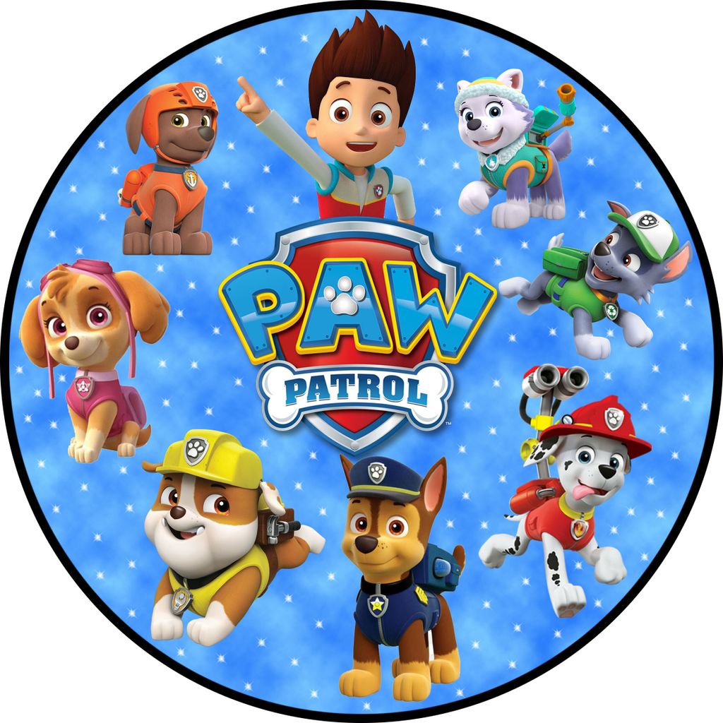 Tortenaufleger Fototorte Tortenbild Kindergeburtstag Paw Patrol PP01 (Zuckerpapier) Rund 20 cm Ø
