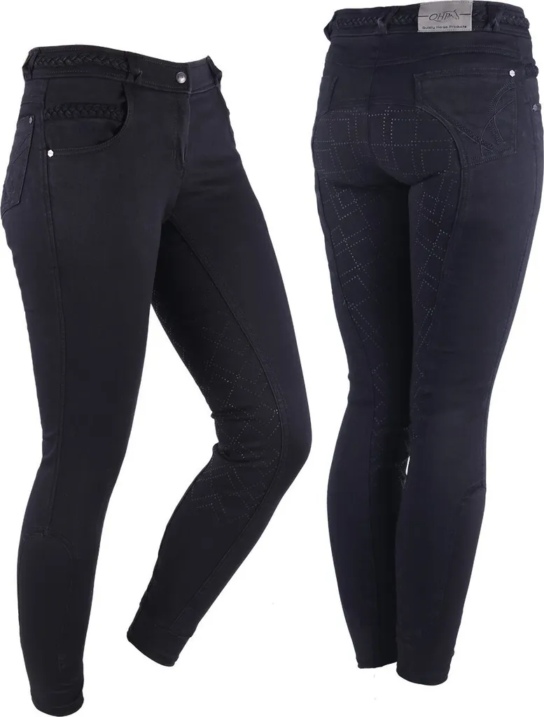 Pantalon équitation QHP Veerle noir taille 38 extensible et respirant