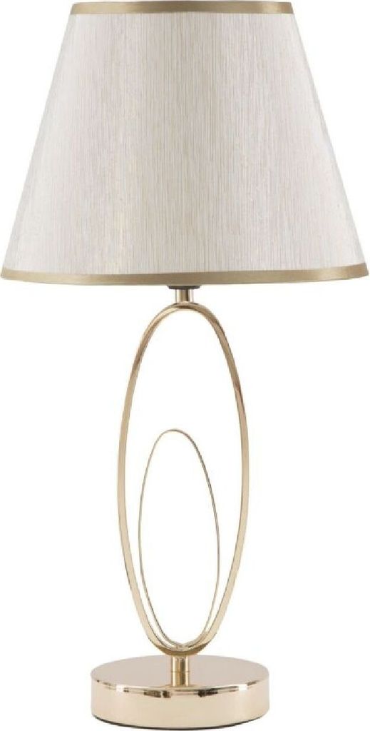 Elegante Tischlampe mit goldfarbener Basis und beigem Schirm Flush S