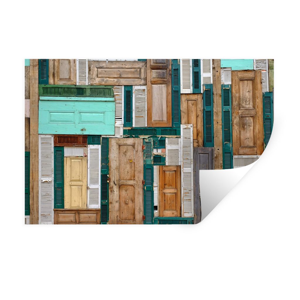 MuchoWow Wandtattoo Wandsticker Wandaufkleber Türen - Architektur - Grün - Braun - Antiquitäten 30x20 cm Selbstklebend und Repositionierbar - ...