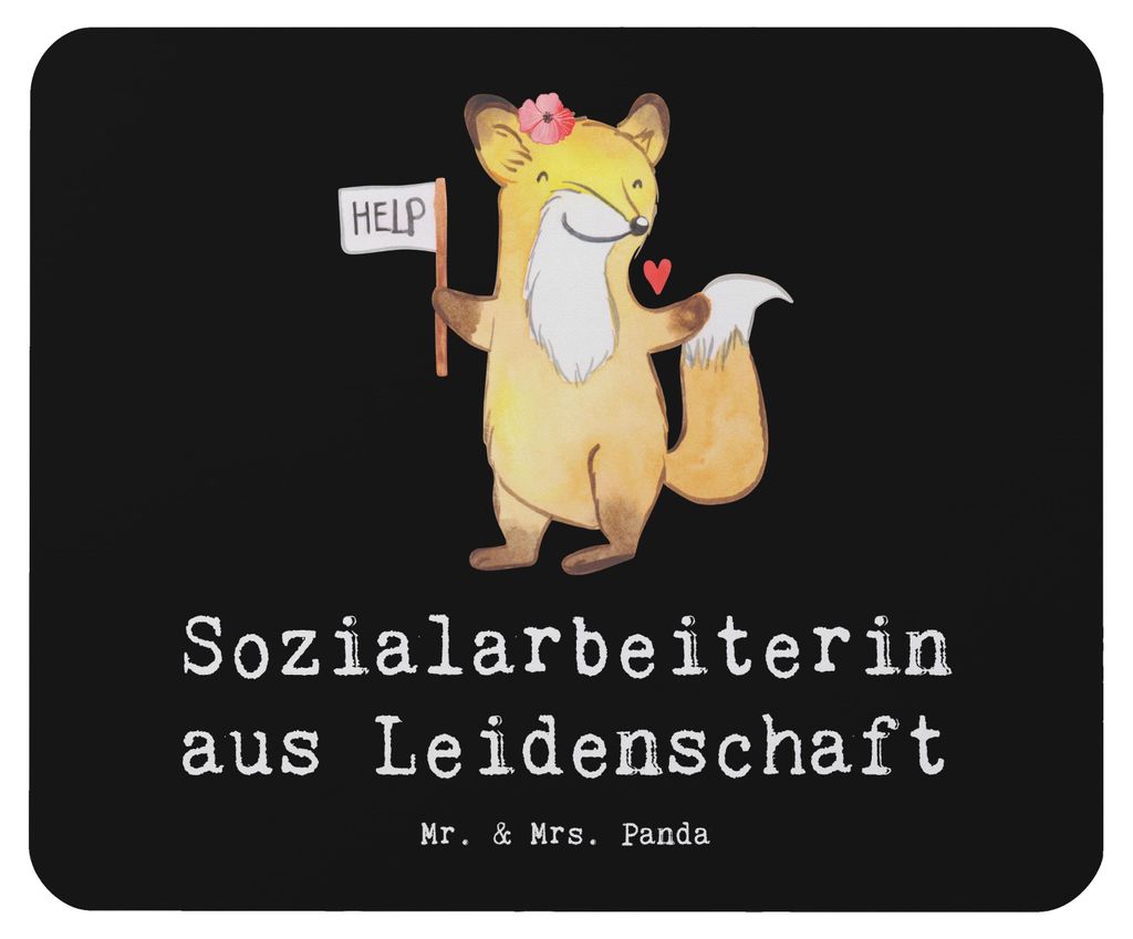 Mr. & Mrs. Panda Mousepad Sozialarbeiterin Leidenschaft - Schwarz - Geschenk, laptop, Mouse Pad, Mauspad, notebook