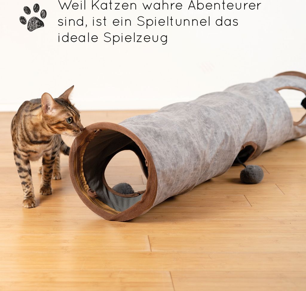 KaraLuna Katzentunnel 120 x 24 cm I 3 Gucklöcher & Produktbild 4