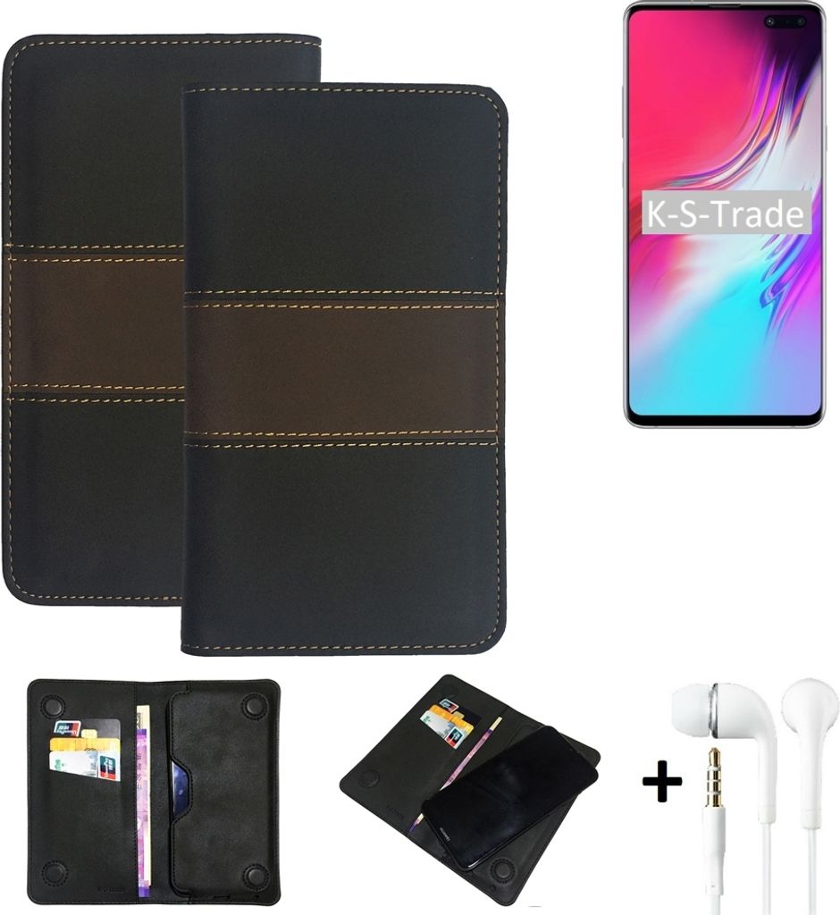 K-S-Trade Handyhülle + Kopfhörer kompatibel mit Samsung Galaxy S10 Schutzhülle Walletcase Bookstyle Tasche Schutz Case Hülle Wallet Cover