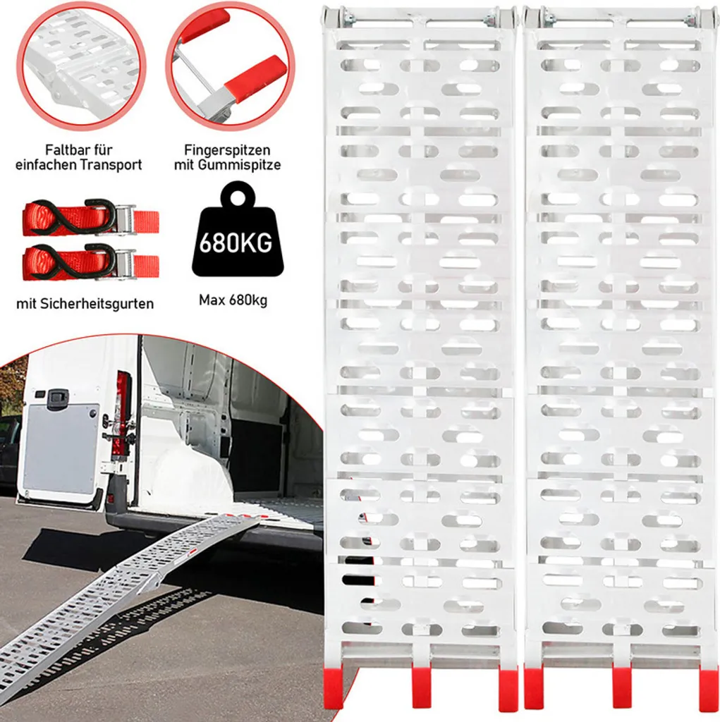 Set 2 Rampe Carico Moto Yakimz 680kg - Alluminio Pieghevole per Quad