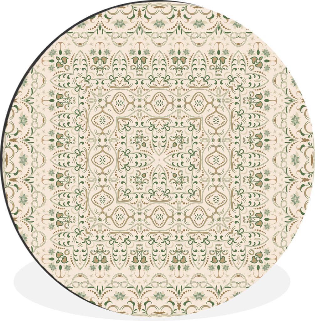 MuchoWow Aluminium Wandkreis Perserteppich - Teppich - Muster - Grün Ø 90 cm Wanddeko Modern Wohnzimmer - Mauerkreis - Wandbilder - Runde Bild ...