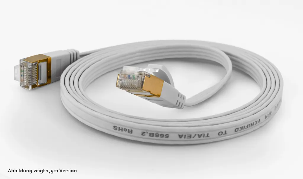 Cavo di Rete Piatto Wantec 7011 CAT6 FTP 10m Bianco - Alta Velocità