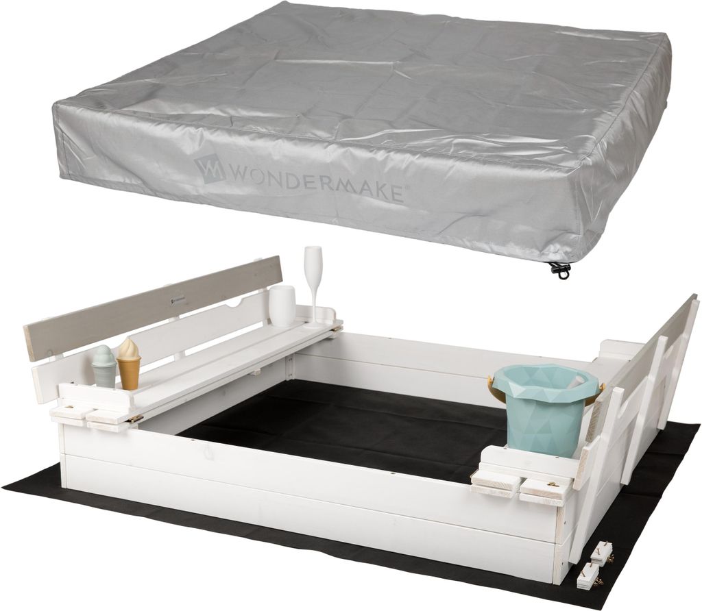 WONDERMAKE® Bac à sable design avec couvercle Banc et fond, Image du produit 