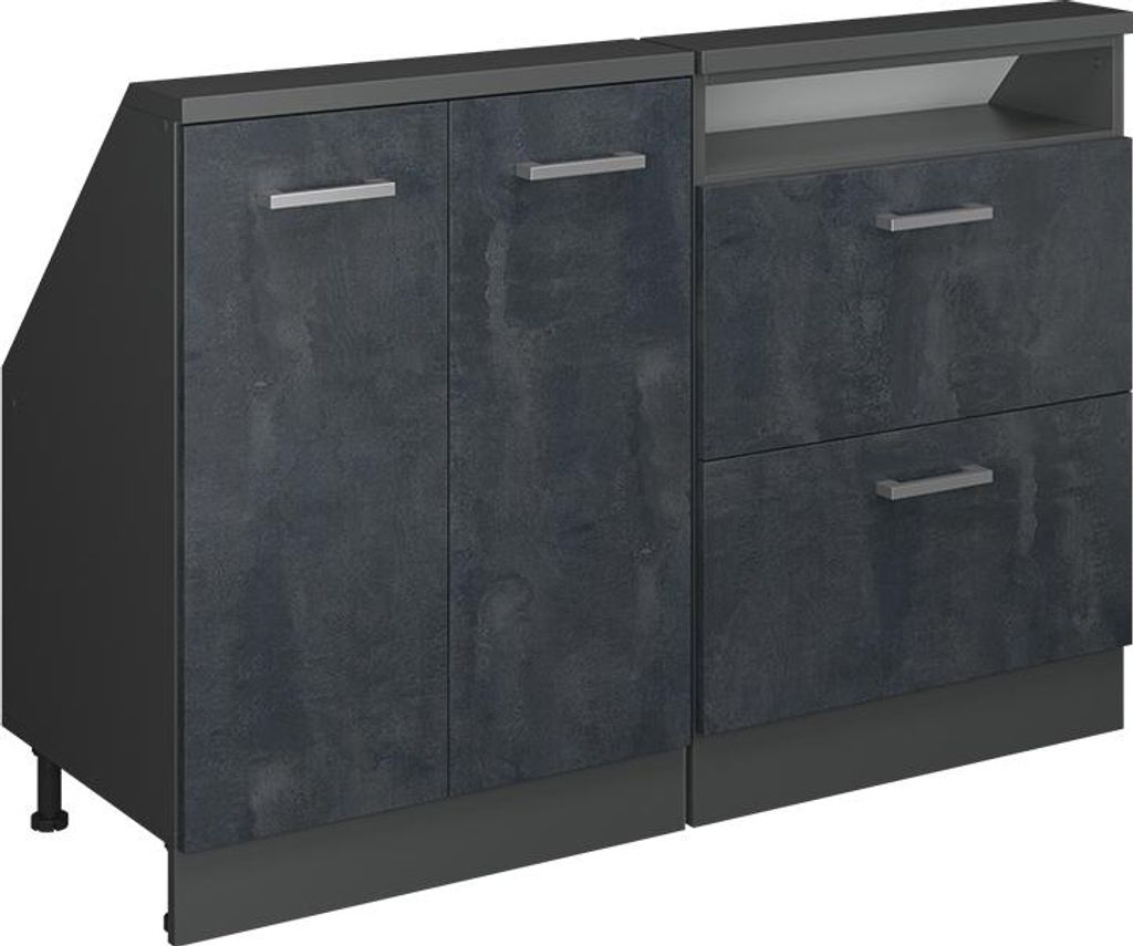 Vicco Dachschrägenschrank-Set Rion, 2er Set, Schwarz Beton/Anthrazit/Anthrazit