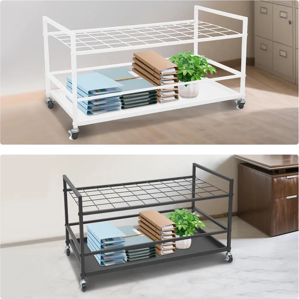 Chariot d'archivage pour bureau - Solution rangement documents mobile noir - 2