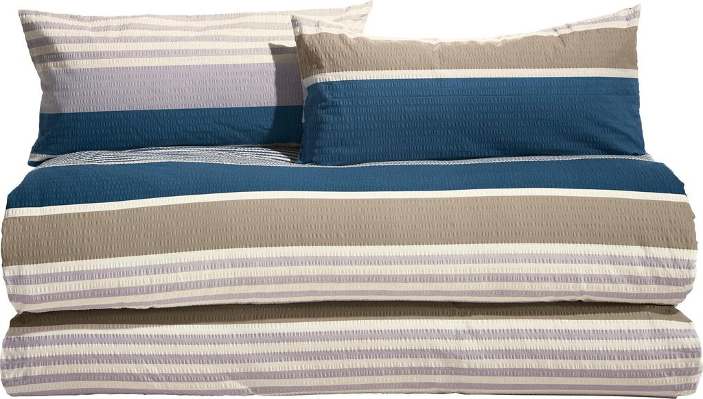 Erwin Müller Bettwäsche Sparpaket 4-teilig blau-braun-grau 2x 155x200 cm + 2x 40x80 cm
