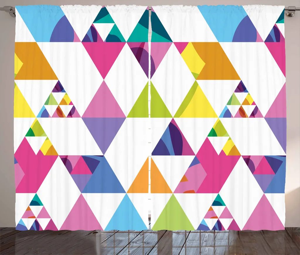 ABAKUHAUS Tenda geometrica rustica, rombi e triangoli, soggiorno Tenda universale con passanti e ganci, 280 x 175 cm, multicolore