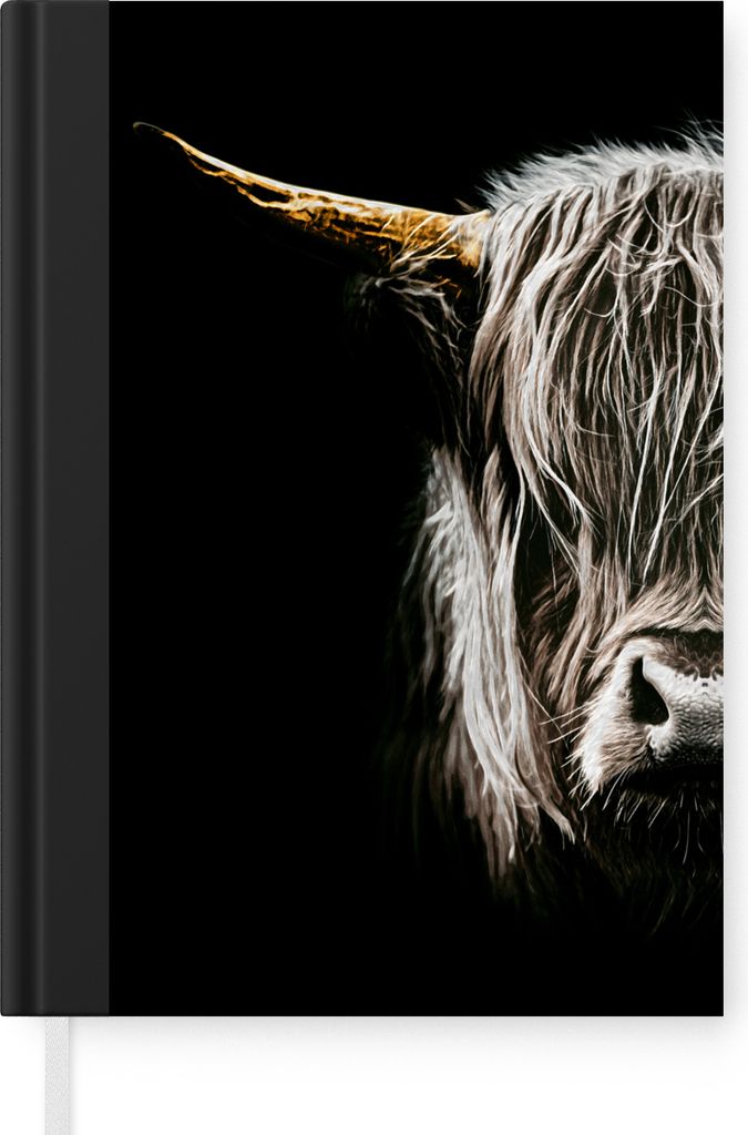 MuchoWow Notizbuch Tagebuch Haushaltsbuch Notebook A5 Schottischer Highlander - Porträt - Hoorn - Notizblock - Notizheft - Notebook - Schreibblo...