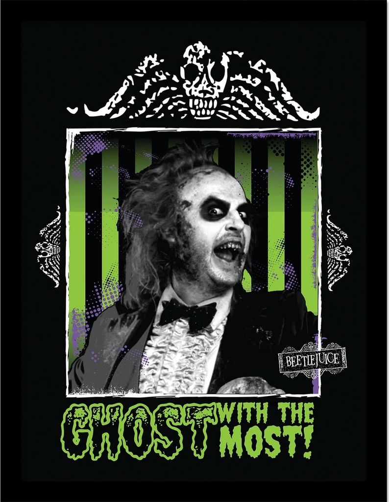 Beetlejuice - Gerahmtes Poster "Ghost With The Most" PM10994 (40 cm x 30 cm) (Schwarz/Grün)