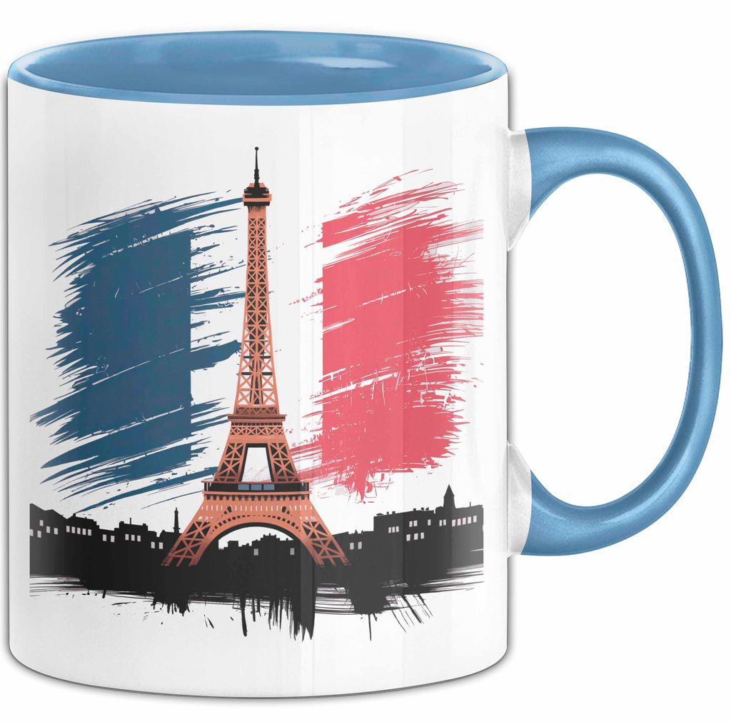 Frankreich Flagge Paris Eiffelturm Tasse Geschenk Lustige Geschenkidee Spruch (Blau)