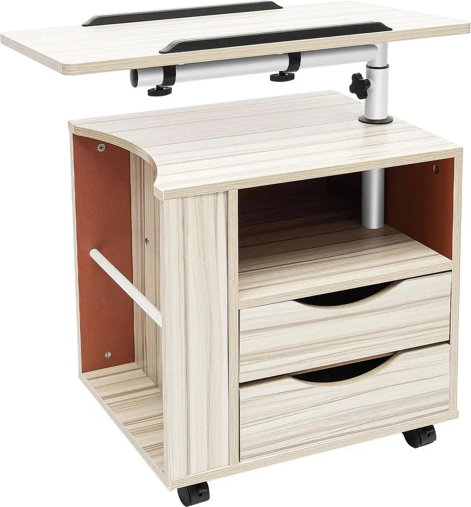 Petite table d'appoint à tiroirs mobile - Bureau de lit ergonomique MDF